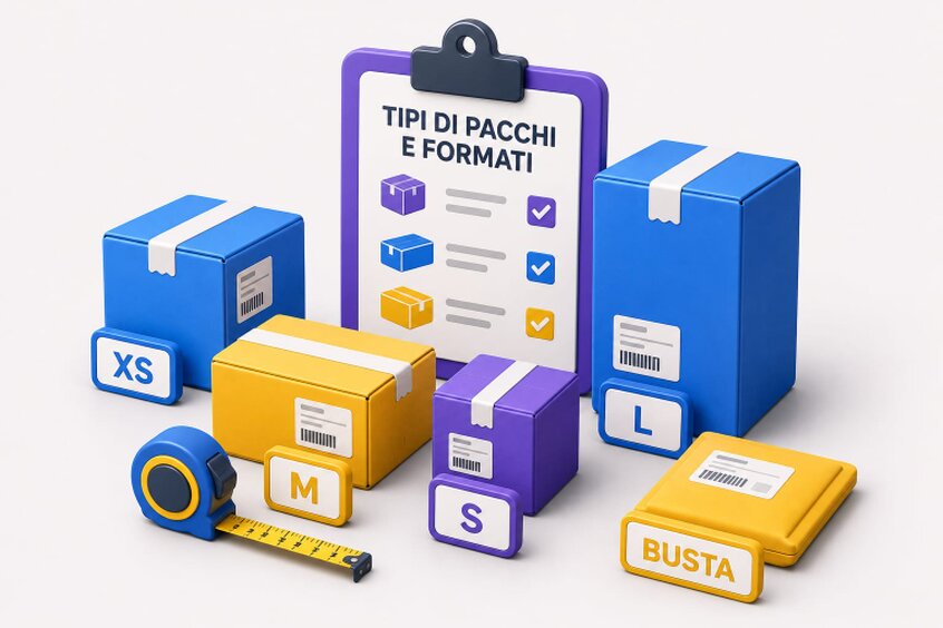 Pacchi di diverse dimensioni pronti per la spedizione